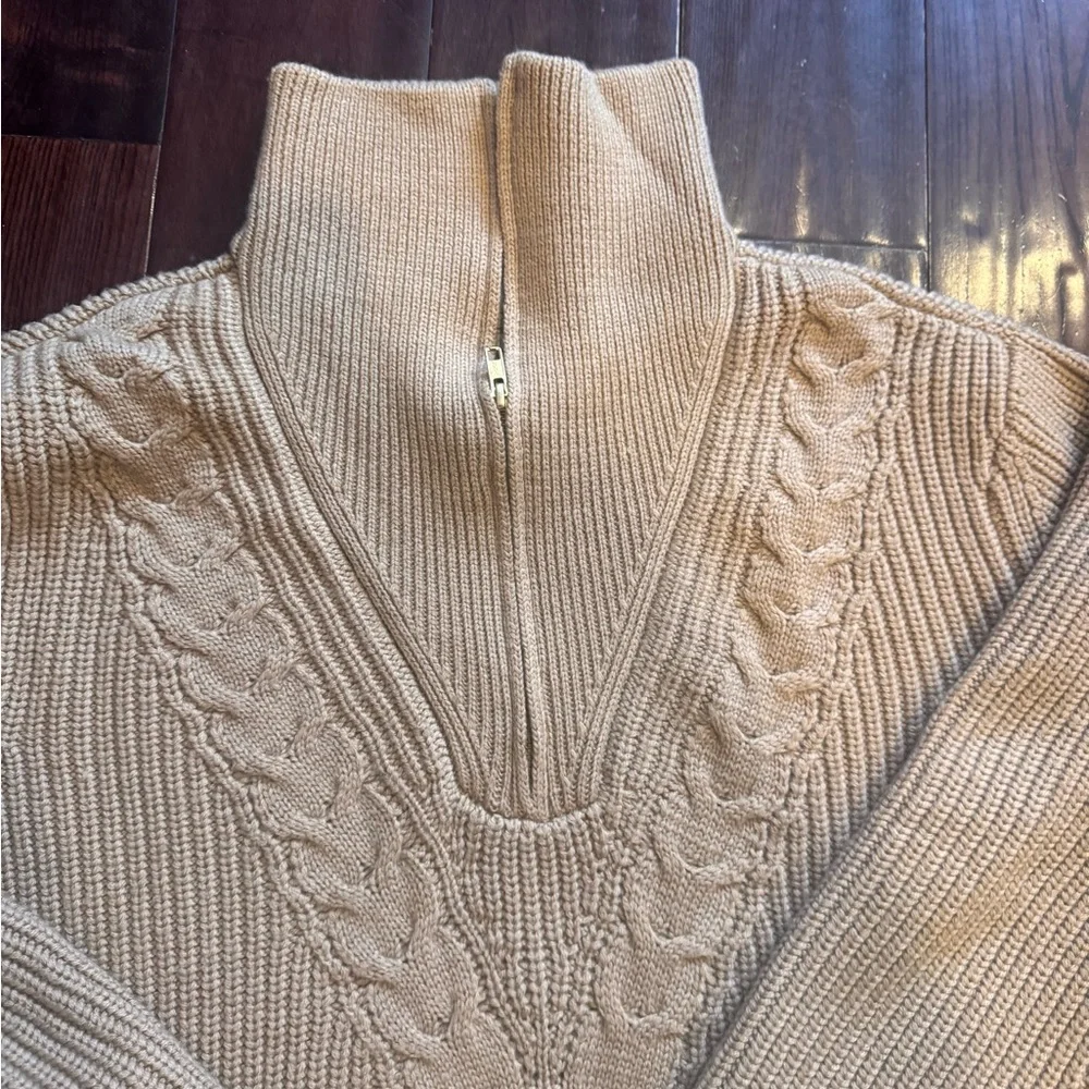 NWOT Tuckernuck Camel Cable Knit Wool Sweater | Size L | Classic Preppy - Picture 2 of 6